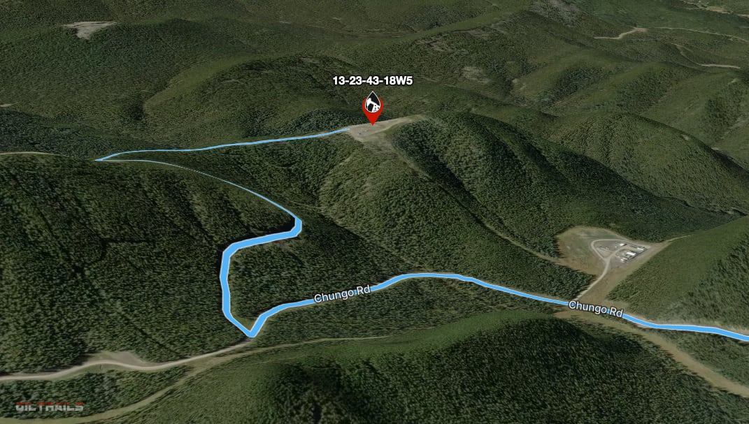 3D satellite map view with a highlighted DLS-based destination point